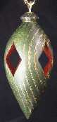 Wooden ornament, oak with diamond shape, green with red interior